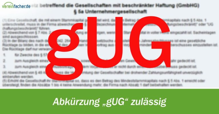 Abkürzung gUG zulässig